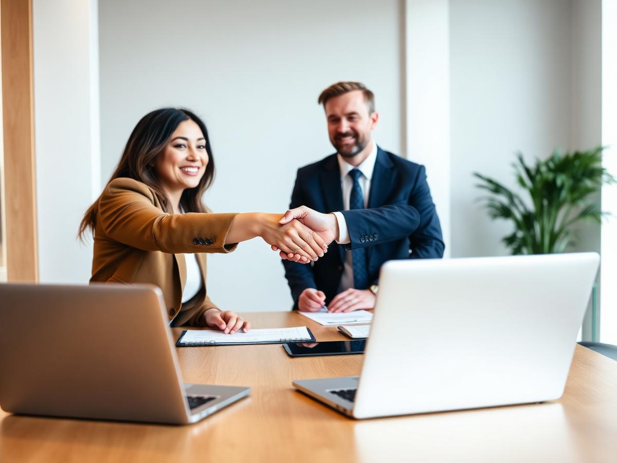 A franchisor and consultant meeting in an office